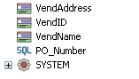 The P O number variable in the variable reference window.